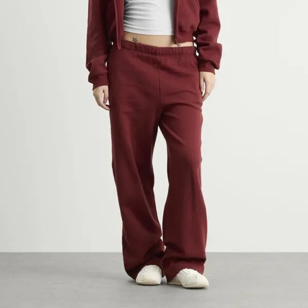 Skims Cotton Fleece Classic Straight Leg Pant Merlot Size Small